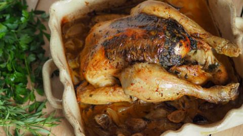 Blanc de poulet rôti au beurre d'herbes, Poulet