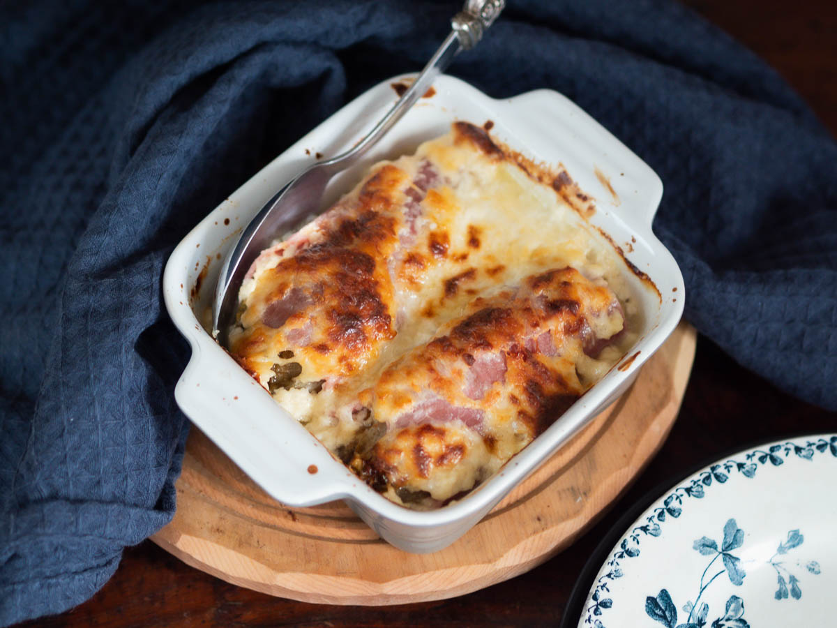 Endives au jambon et fromage au four sans béchamel