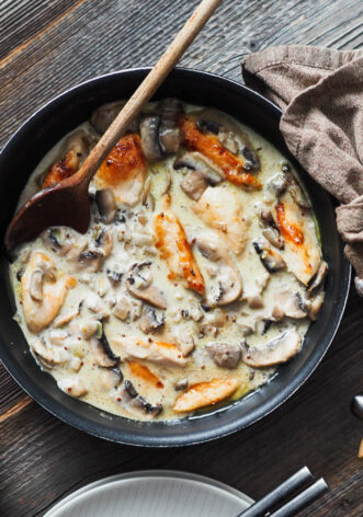 Poulet à la crème et aux champignons