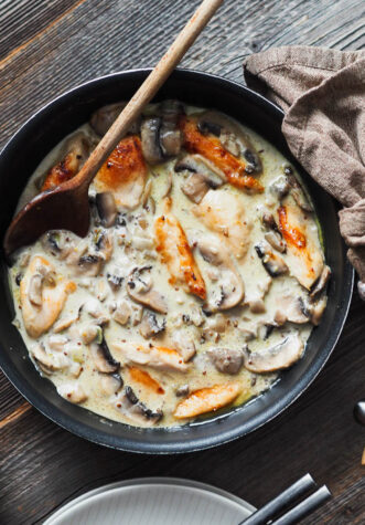 Poulet à la crème et aux champignons