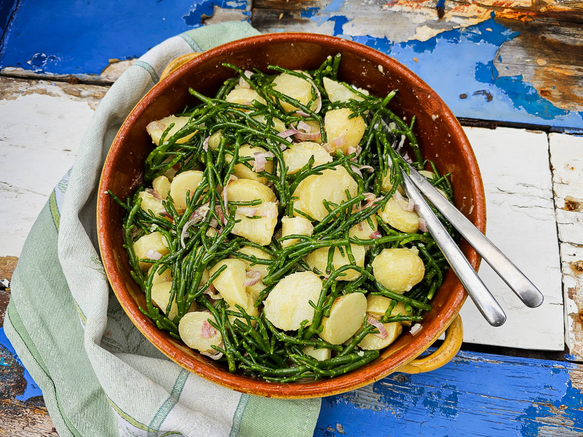 salade de salicorne et pomme de terre, vinaigrette citronnée